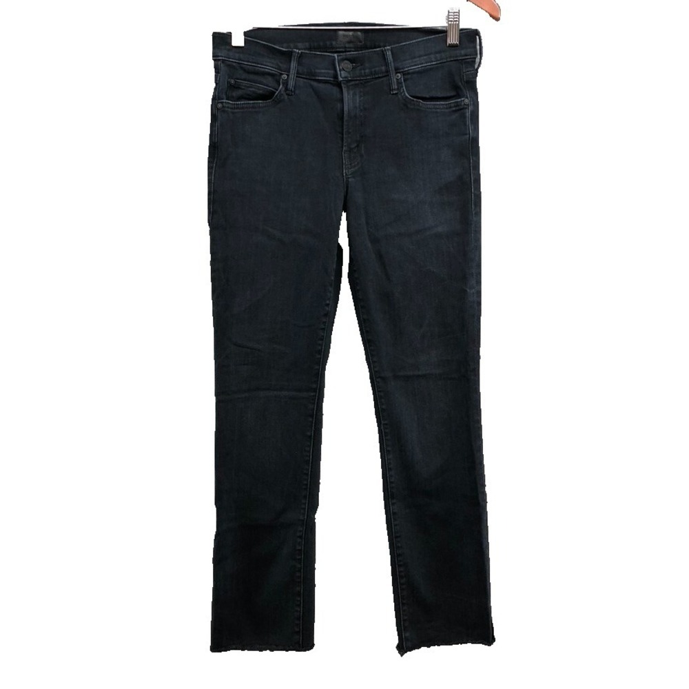 Mother The Rascal Ankle Snippet Jeans Womens 28 6 Blackbird Black Denim Raw